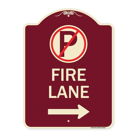 Signmission Fire Lane No Parking and Right Arrow Heavy-Gauge Aluminum Sign, 24" x 18", BU-1824-24019 A-DES-BU-1824-24019